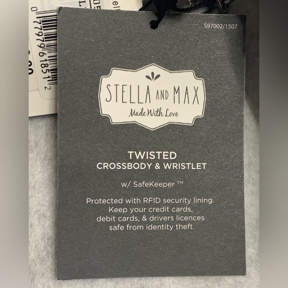 NWT STELLA & MAX TWISTED CROSSBODY & WRISTLET w/SAFEKEEPER LINING PLUS CHARGER - Picture 5 of 10